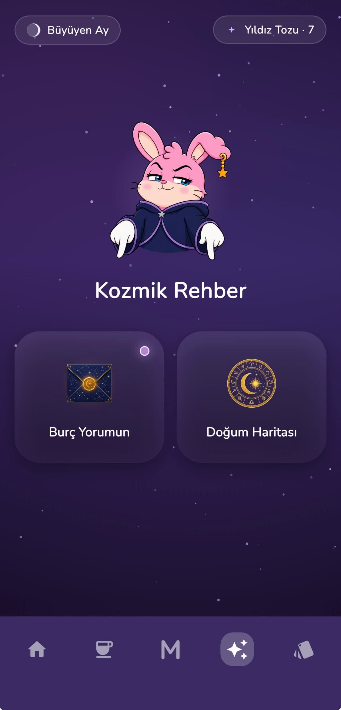 Kozmik Rehber ekranı